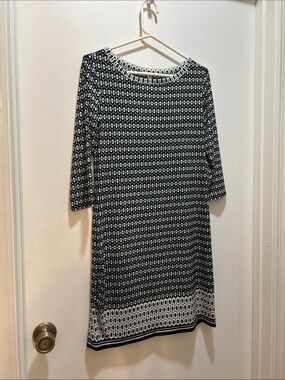 Sophie Max Black and White Geometric Midi Dress